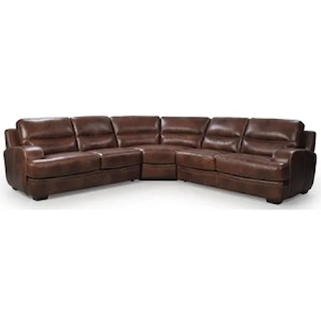 Casual Sectional Sofa with Track Arm and Block Feet